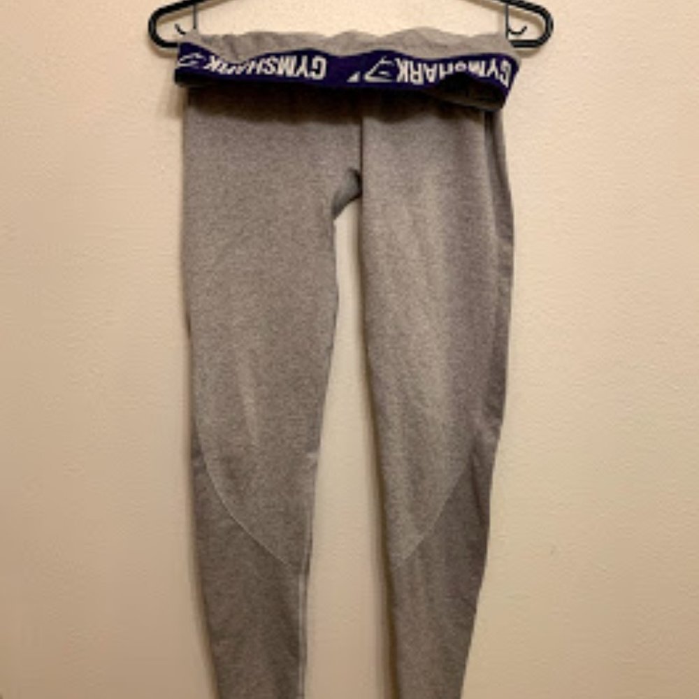Gymshark Flex Leggings - Light Grey Marl/Indigo
